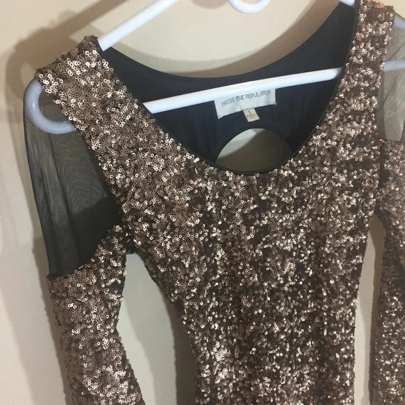Dress the Population Jaden Mesh Sequin Dress Sz S - Picture 3 of 6